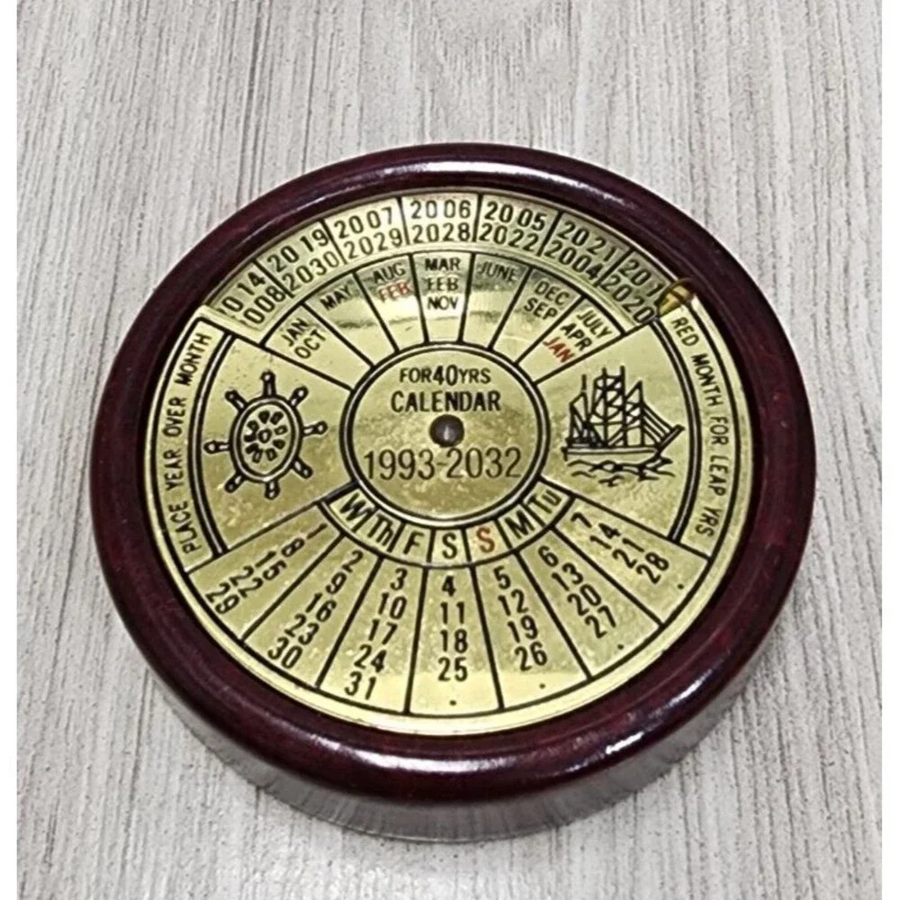 Vintage 40 Year Perpetual Calendar Marble & Brass 1993-2032 - paper weight